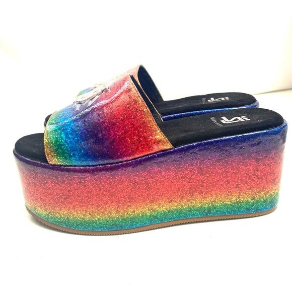 Shane Justin Rainbow Platform Glitter Sandals Size 39/ US 8.5 - Picture 5 of 9